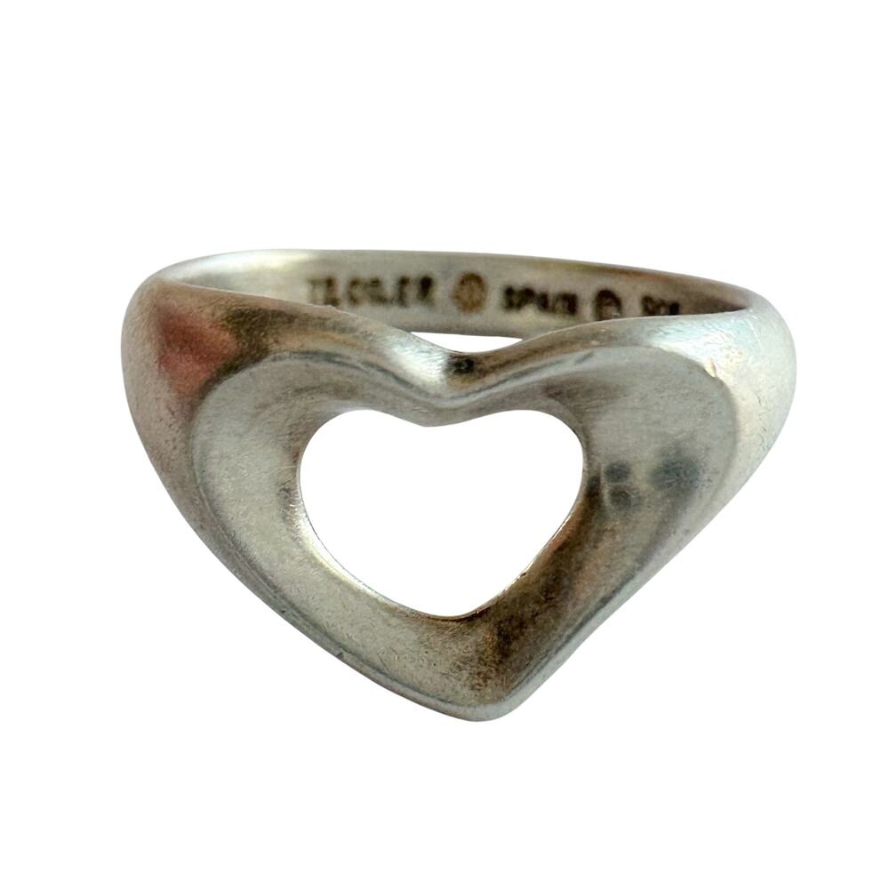 Tiffany & Co.  Elsa Peretti Open Heart Ring - Size 5 - Sterling Silver - Picture 6 of 8